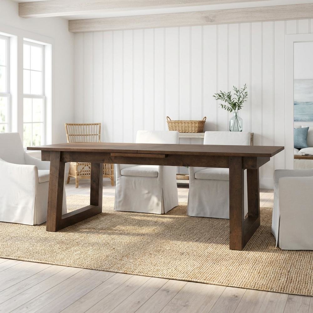 Dark Brown Extendable Dining Table with Oak and Birch Legs