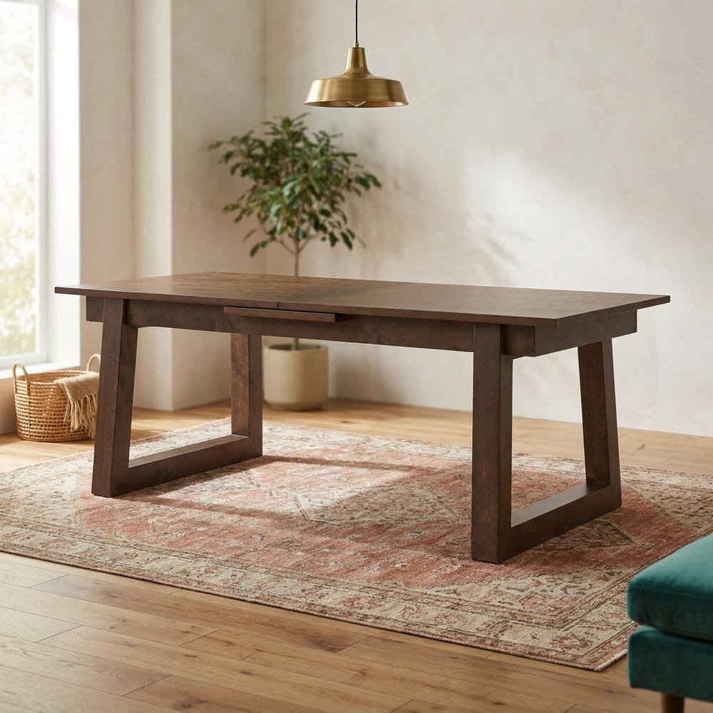 Dark Brown Extendable Dining Table with Oak and Birch Legs