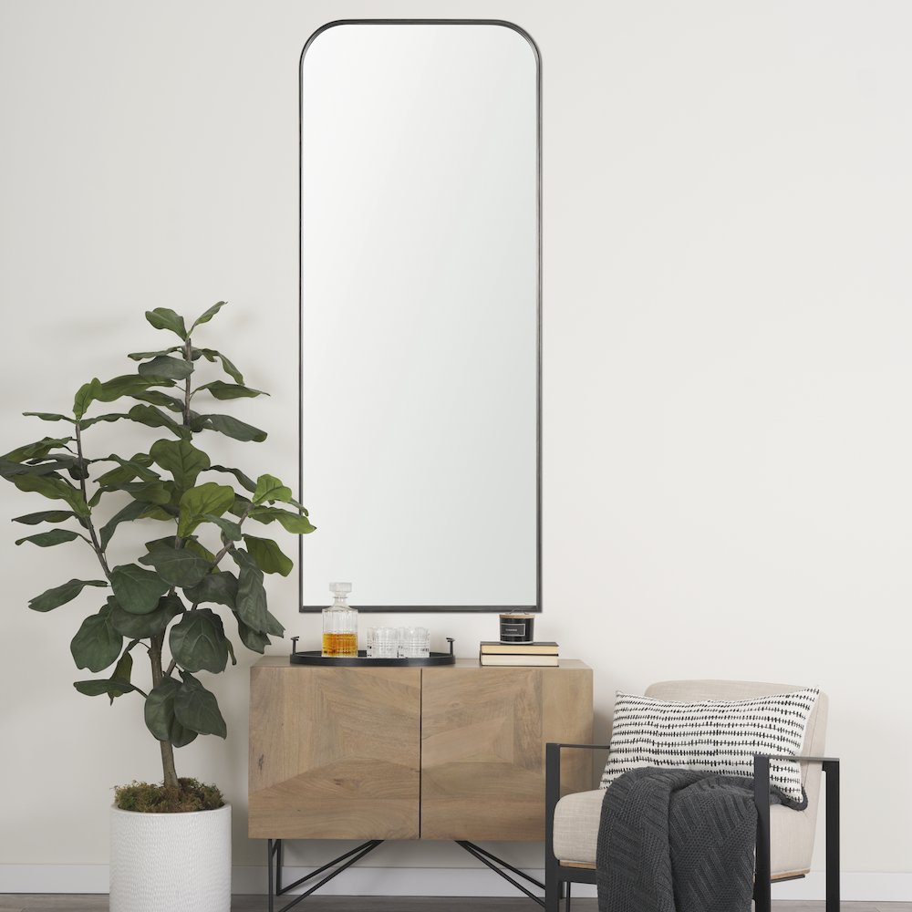 Tamira Tall Brushed Gunmetal Metal Arched Mirror