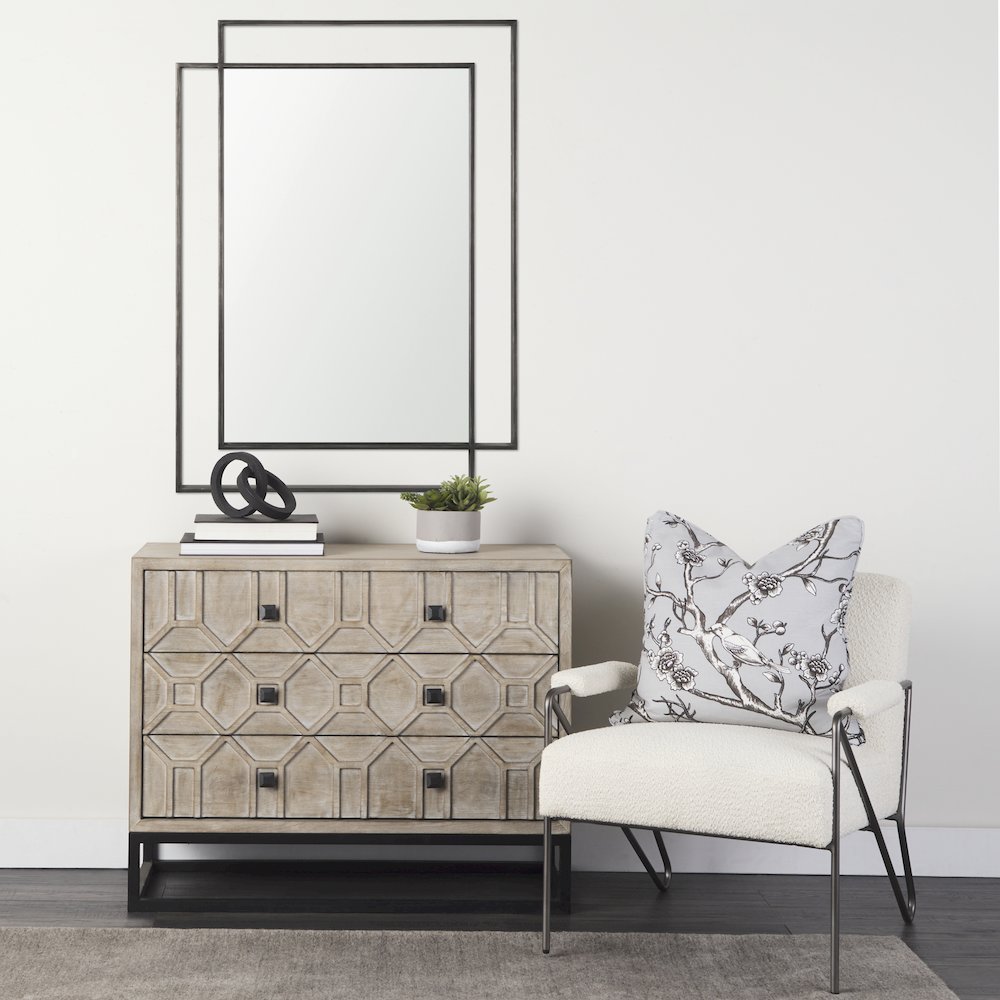 Tiva Rectangular Dual Metal Frame Gunmetal Mirror