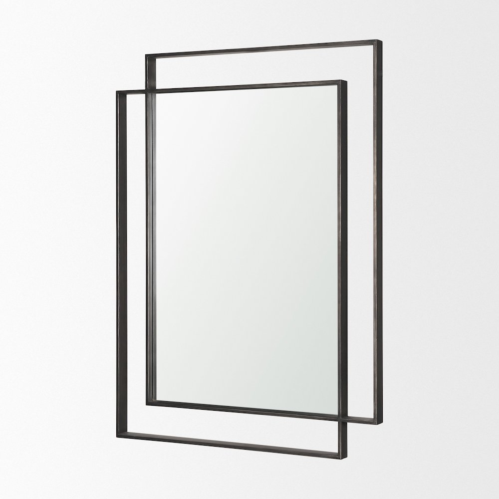 Tiva Rectangular Dual Metal Frame Gunmetal Mirror
