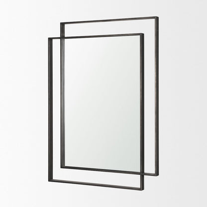 Tiva Rectangular Dual Metal Frame Gunmetal Mirror