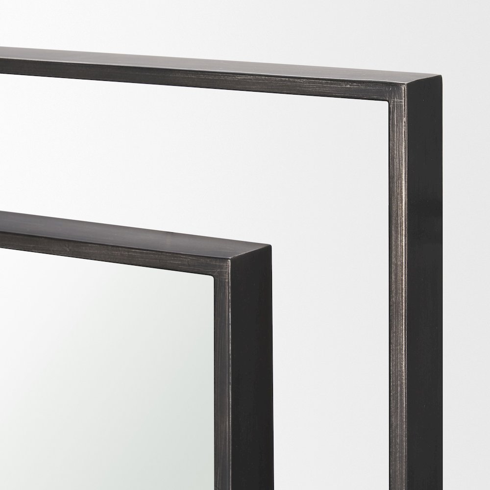 Tiva Rectangular Dual Metal Frame Gunmetal Mirror