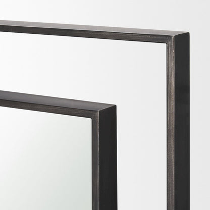 Tiva Rectangular Dual Metal Frame Gunmetal Mirror