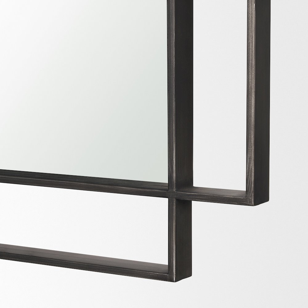 Tiva Rectangular Dual Metal Frame Gunmetal Mirror