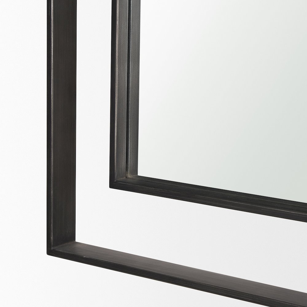 Tiva Rectangular Dual Metal Frame Gunmetal Mirror