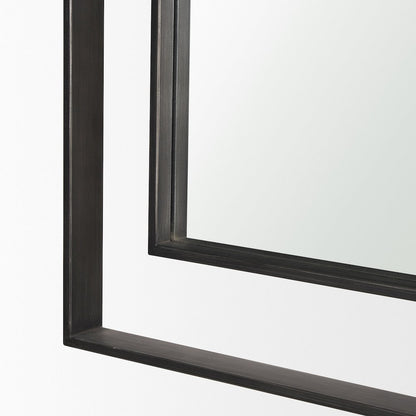 Tiva Rectangular Dual Metal Frame Gunmetal Mirror