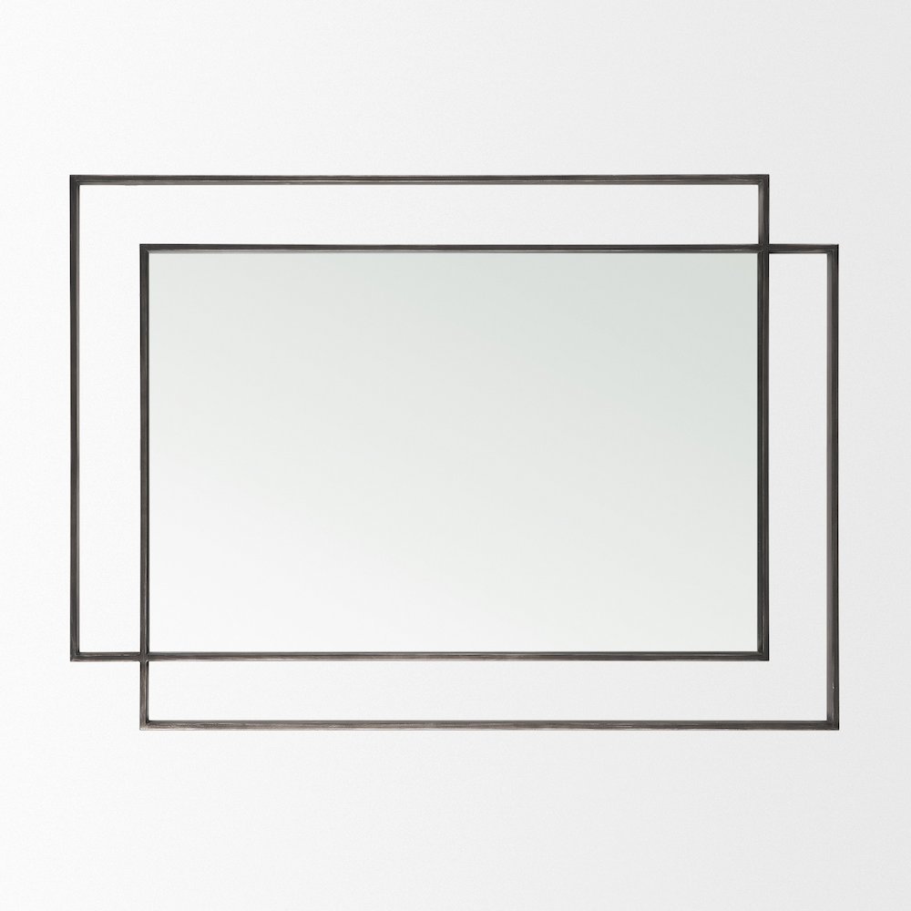 Tiva Rectangular Dual Metal Frame Gunmetal Mirror