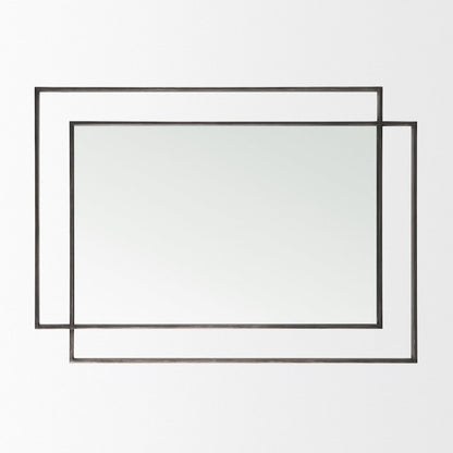 Tiva Rectangular Dual Metal Frame Gunmetal Mirror