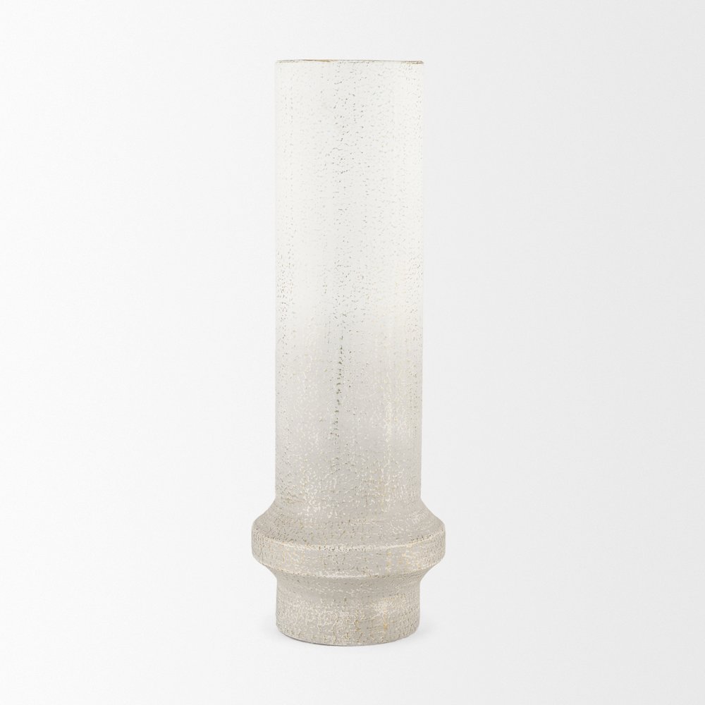 Tovah Tall Textured White Gold Metal Vase