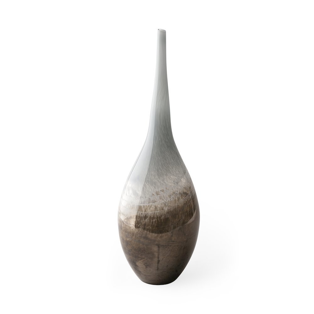 Erie II Tall Two Toned Sky Blue Dark Brown Blown Glass Vase