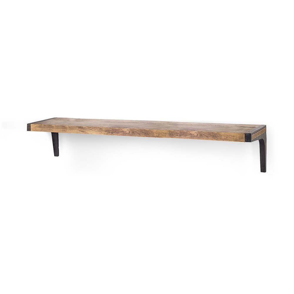 Dion I 58.0L x 11.0W x 11.0H Brown Wood W/Black Metal Wall Shelf