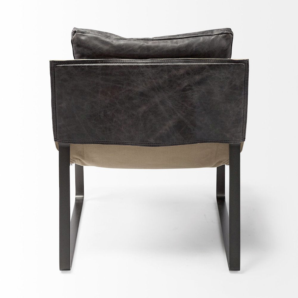 Hornet II Black Leather Body Metal Frame Accent Chair