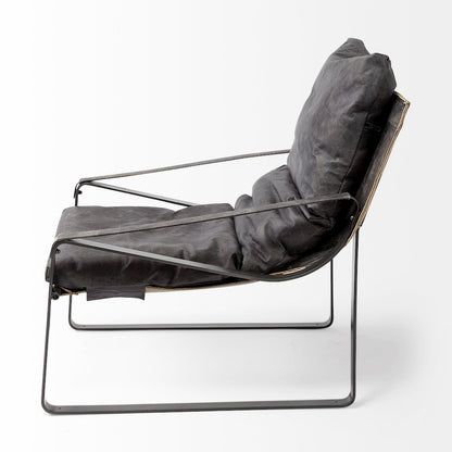 Hornet II Black Leather Body Metal Frame Accent Chair