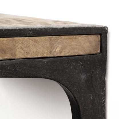 Dion I 58.0L x 11.0W x 11.0H Brown Wood W/Black Metal Wall Shelf