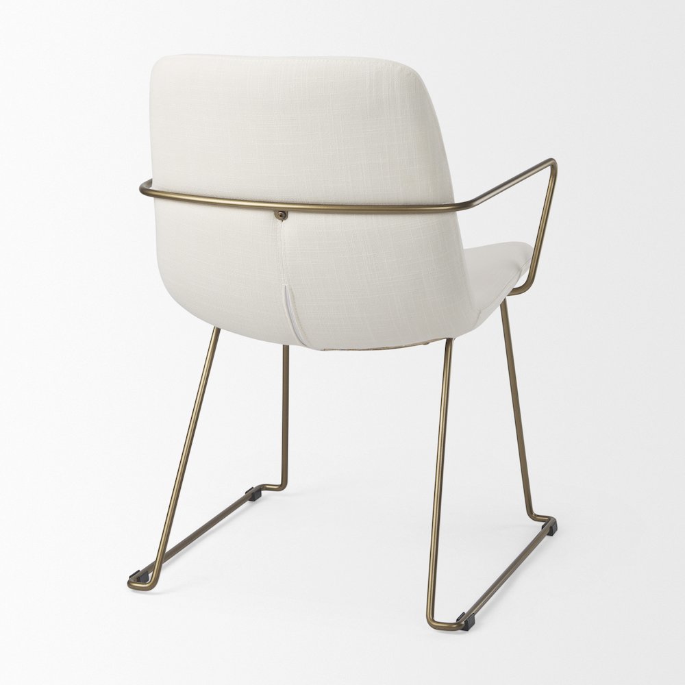 Sawyer Cream Fabric Wrap Gold Metal Frame Dining Chair