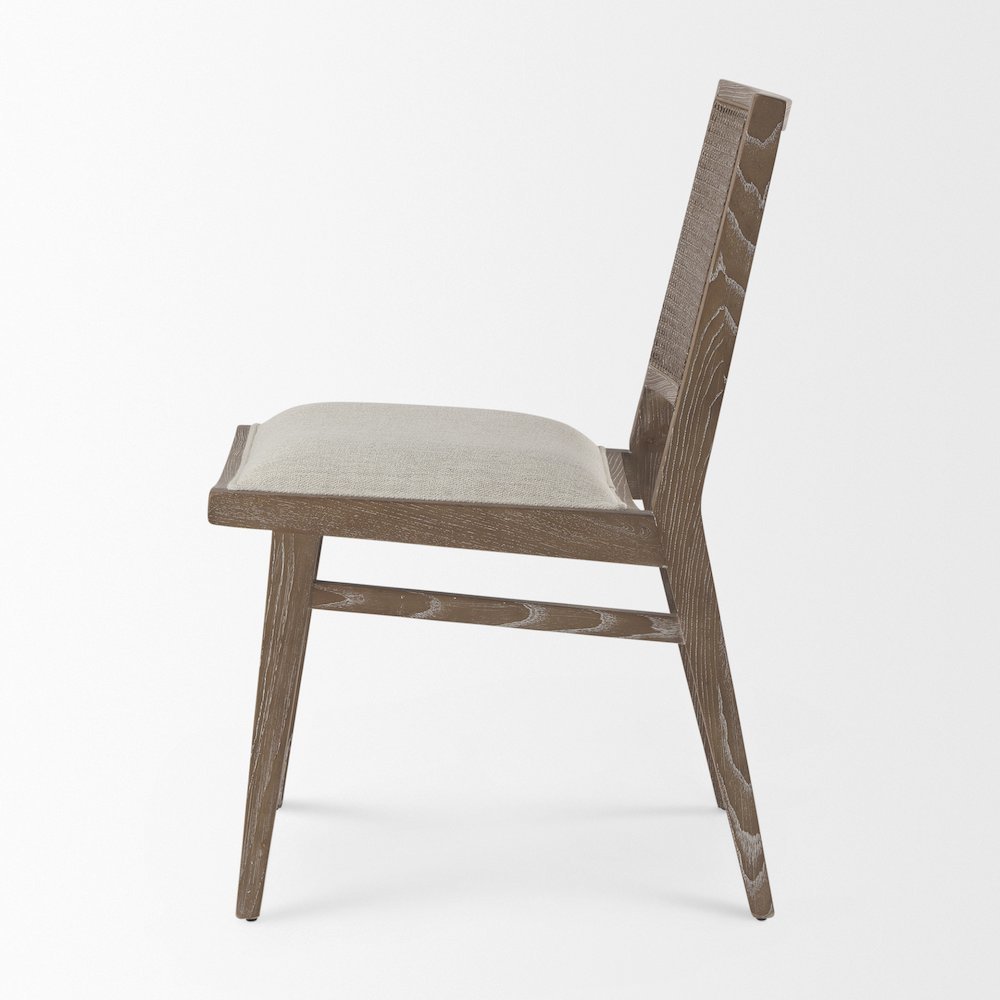 Wynn 20.5L x 24.6W x 34.1H Cream Upholstered Fabric W/Brown Wood Dining Chair