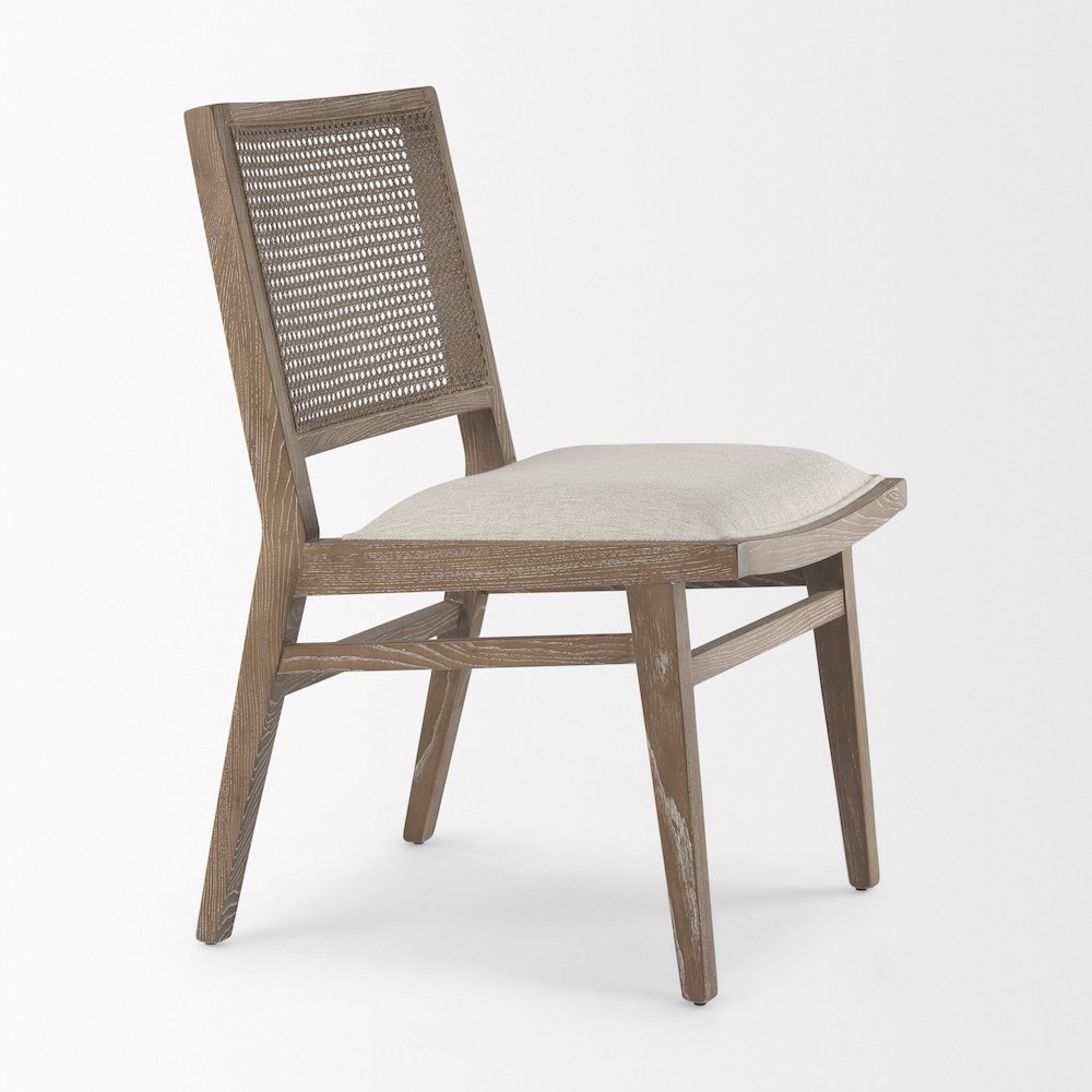 Wynn 20.5L x 24.6W x 34.1H Cream Upholstered Fabric W/Brown Wood Dining Chair