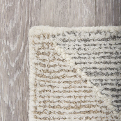 Kolt 8x10 Neutral Geometric Patterned Wool Area Rug