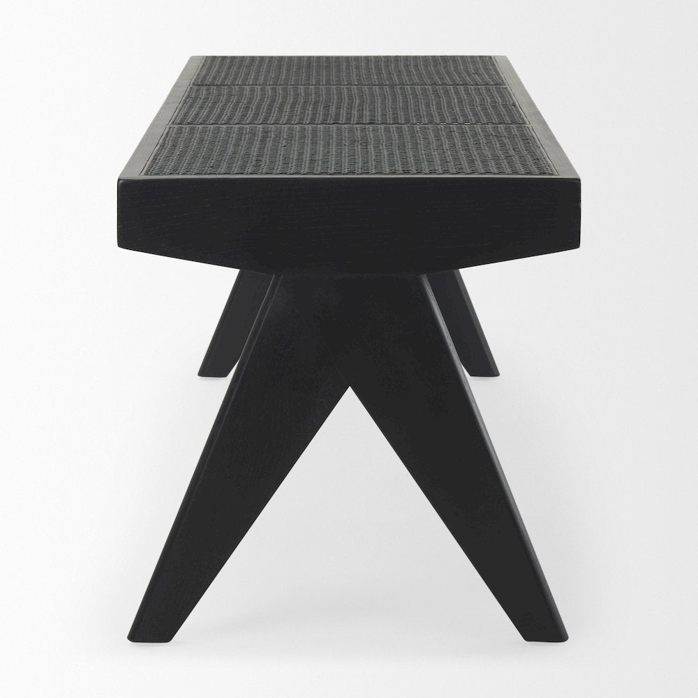 Arvin 59.1L x 17.7W x 18.1H Black Wooden Bench