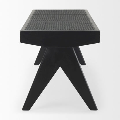 Arvin 59.1L x 17.7W x 18.1H Black Wooden Bench