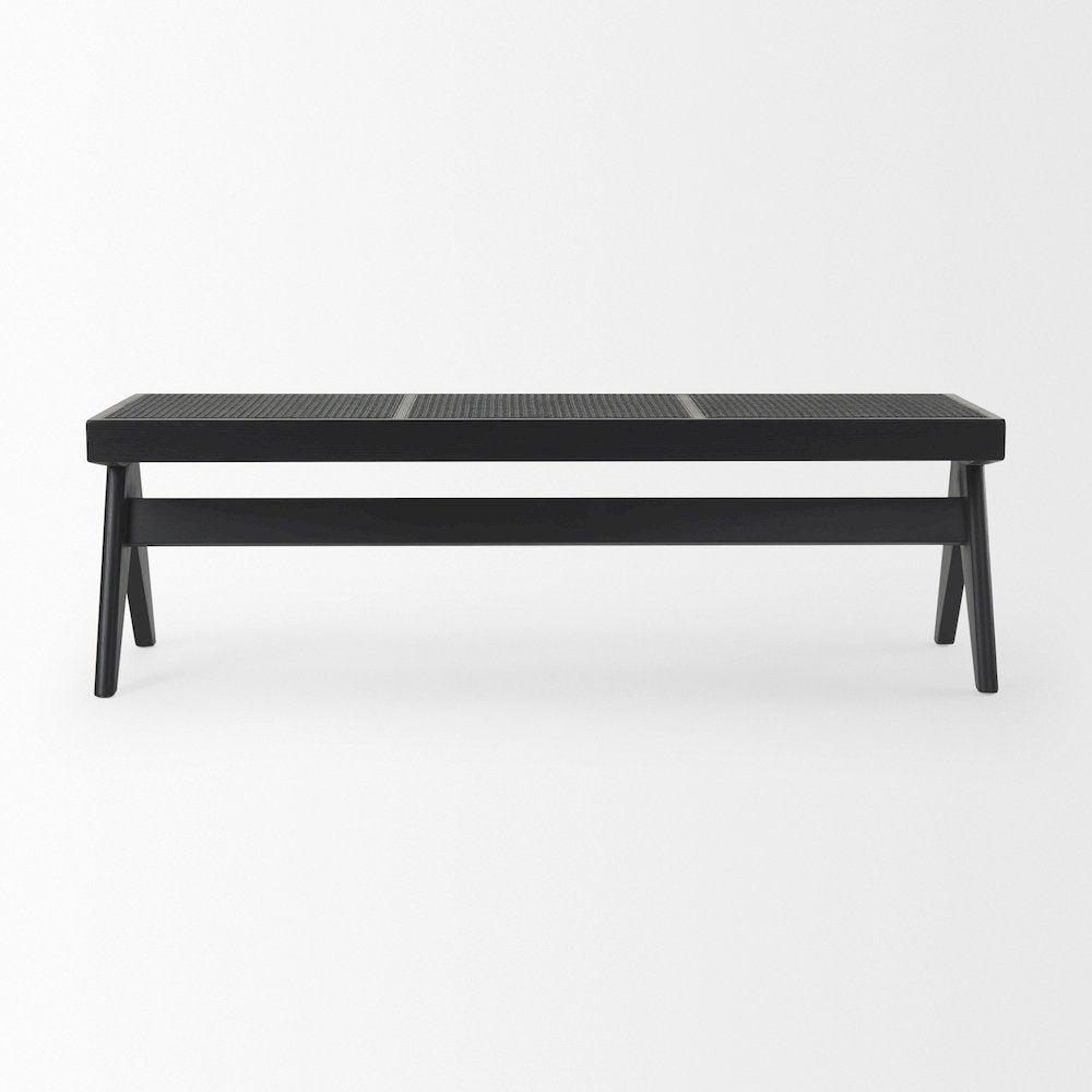Arvin 59.1L x 17.7W x 18.1H Black Wooden Bench