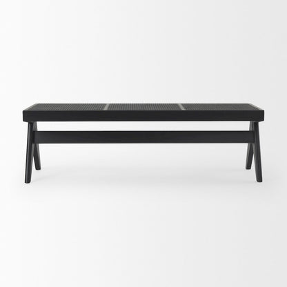 Arvin 59.1L x 17.7W x 18.1H Black Wooden Bench