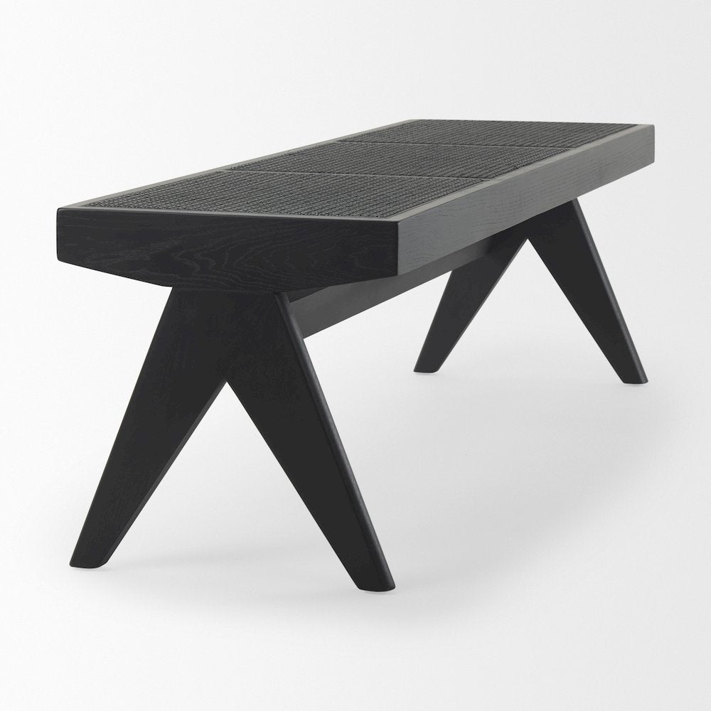 Arvin 59.1L x 17.7W x 18.1H Black Wooden Bench