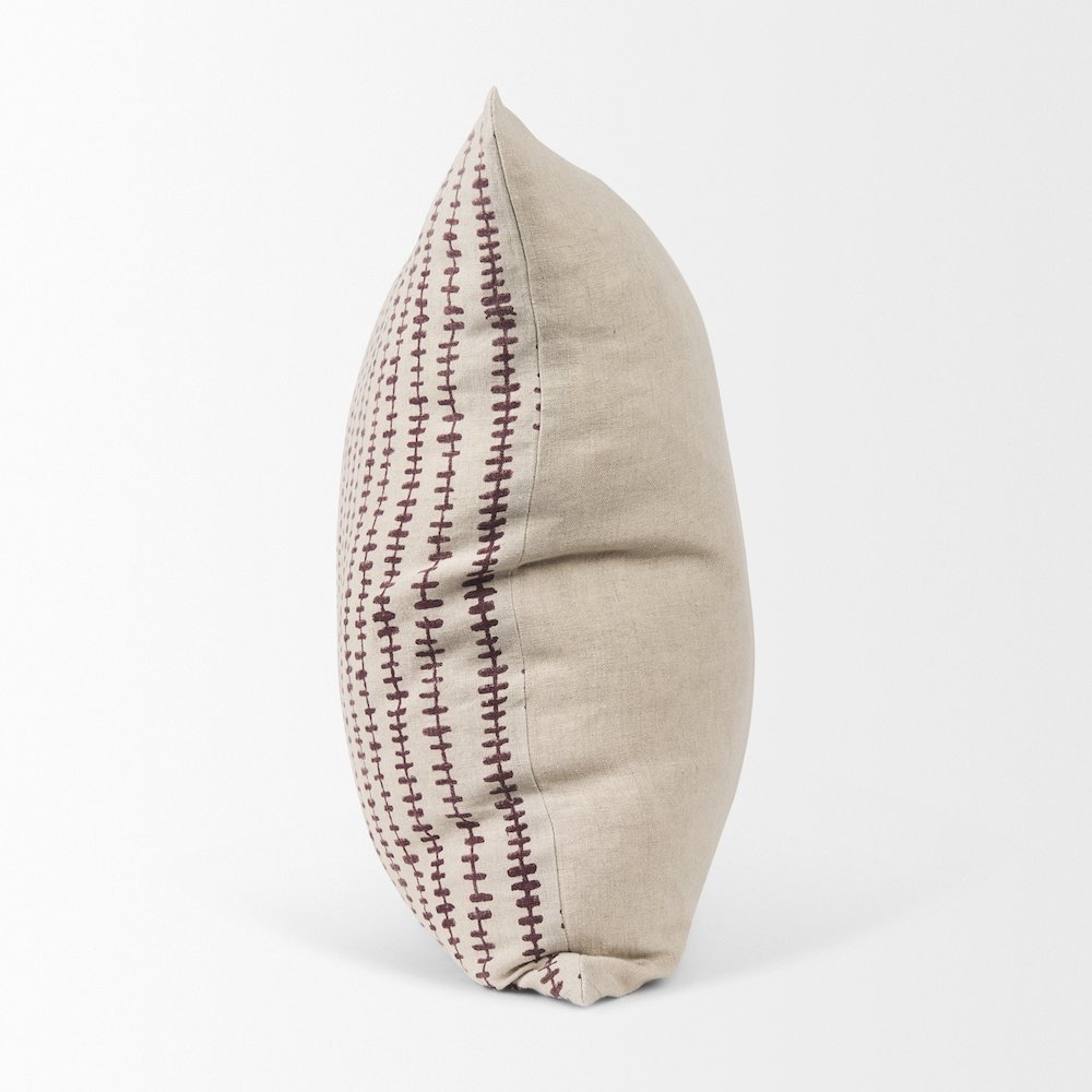 Jenna Beige w/ Merlot Print Linen Square Decorative Pillow Cover