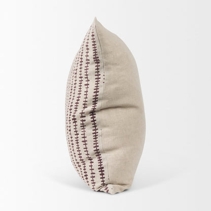 Jenna Beige w/ Merlot Print Linen Square Decorative Pillow Cover