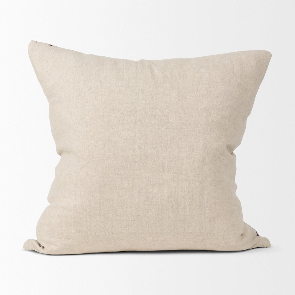Jenna Beige w/ Merlot Print Linen Square Decorative Pillow Cover
