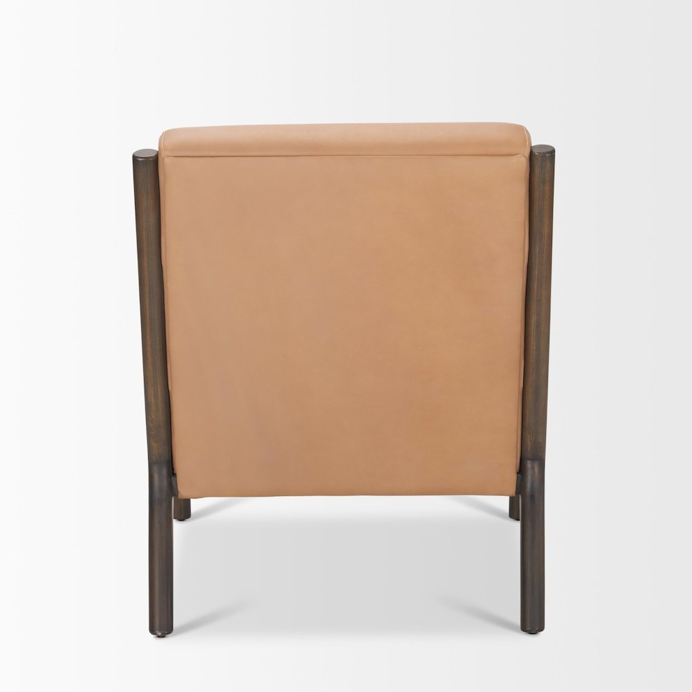 Cashel Accent Chair W/ Dark Brown Wood and Tan Genuine Leather