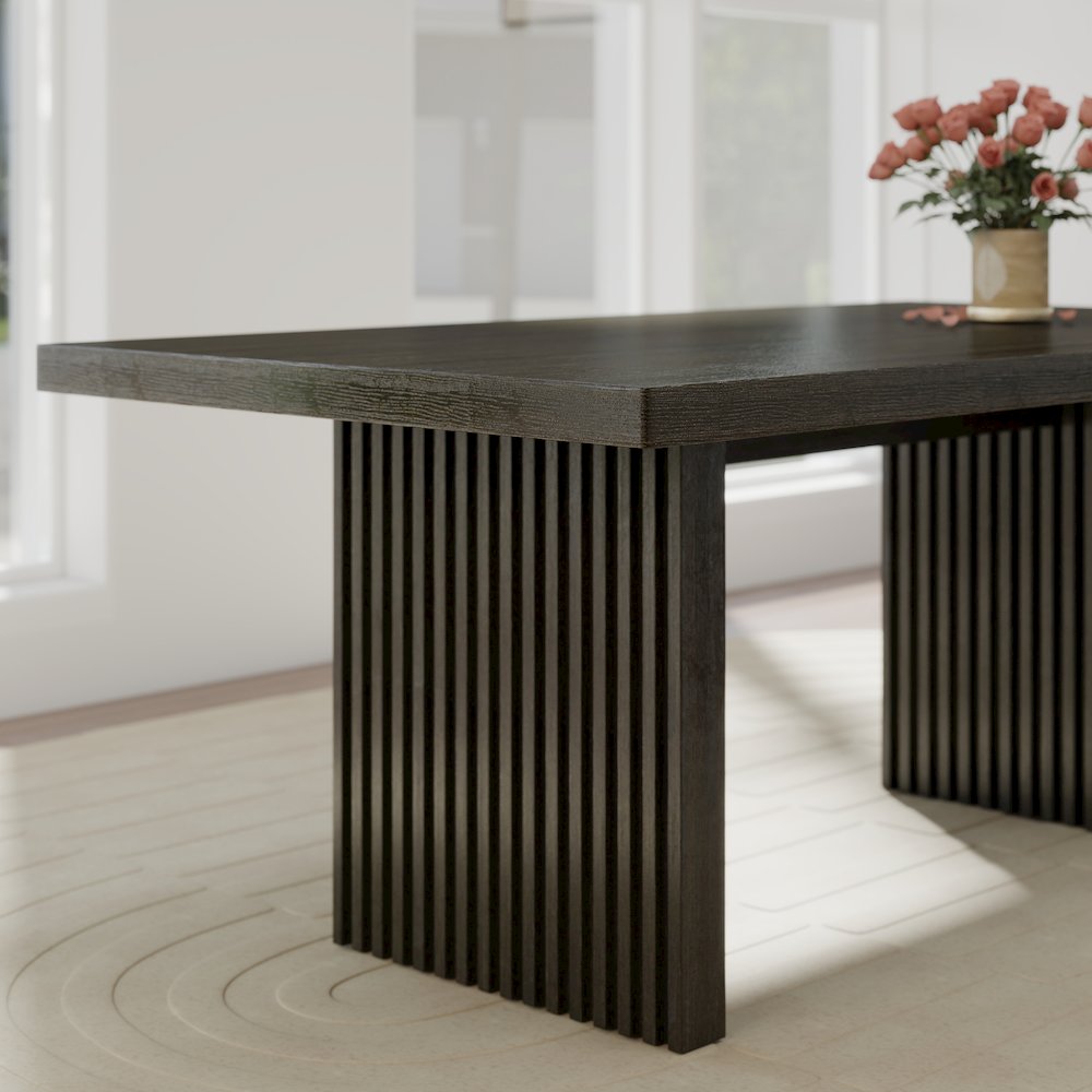 Madison 6-PC Dining Set, Slat-Fluted Table with 4 Chairs and a Bench, Chocolate