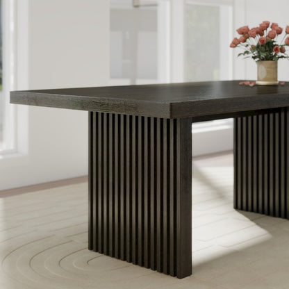 Madison 6-PC Dining Set, Slat-Fluted Table with 4 Chairs and a Bench, Chocolate