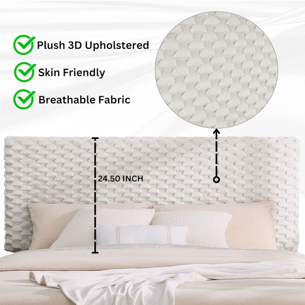 Findlay Plush 3D Upholstered Platform Bed in White Dove, Queen