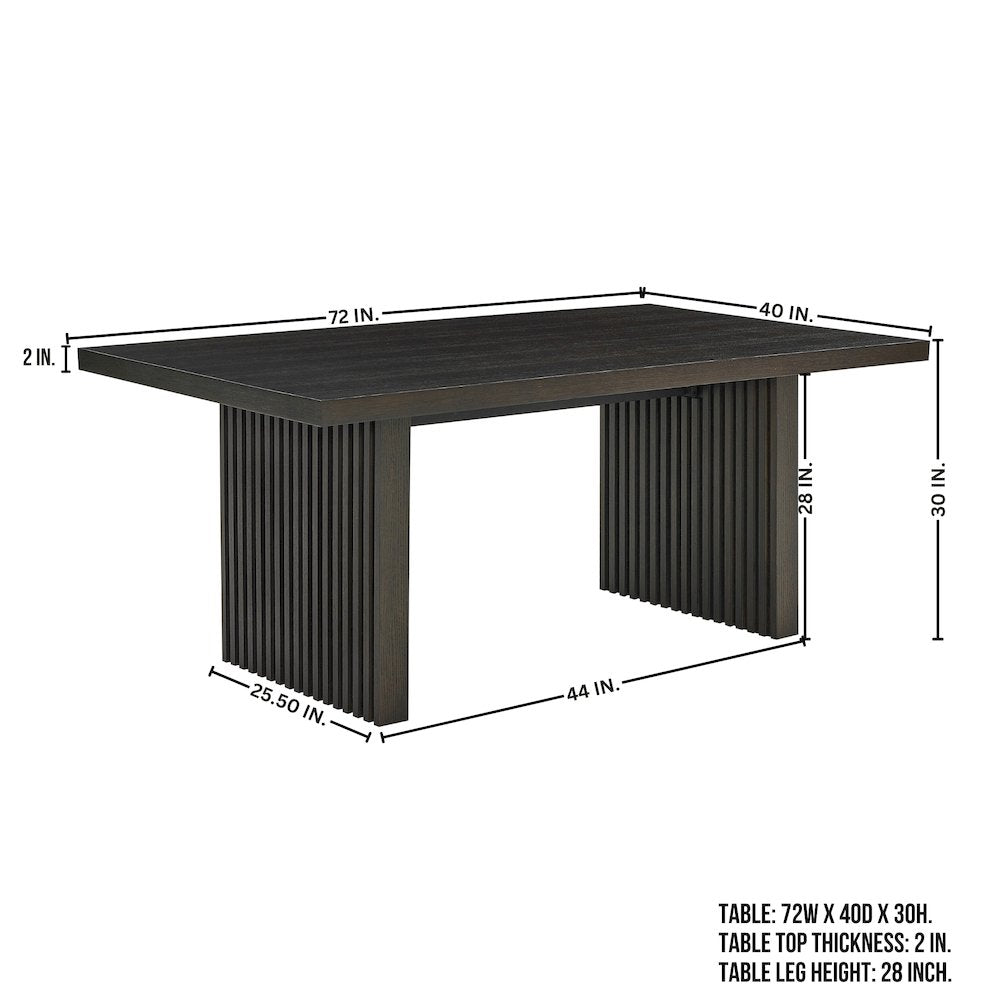 Madison 6-PC Dining Set, Slat-Fluted Table with 4 Chairs and a Bench, Chocolate
