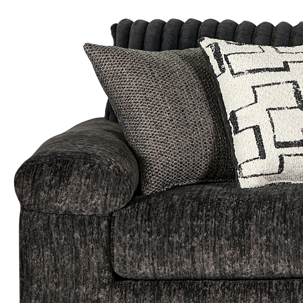 Nason Wide Wale Corduroy Sofa Chaise with Armchair and Ottoman, Charcoal