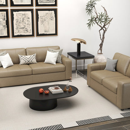 Sakan Leather Upholstered 2-Piece Living Room Set, Sofa and Loveseat, Beige
