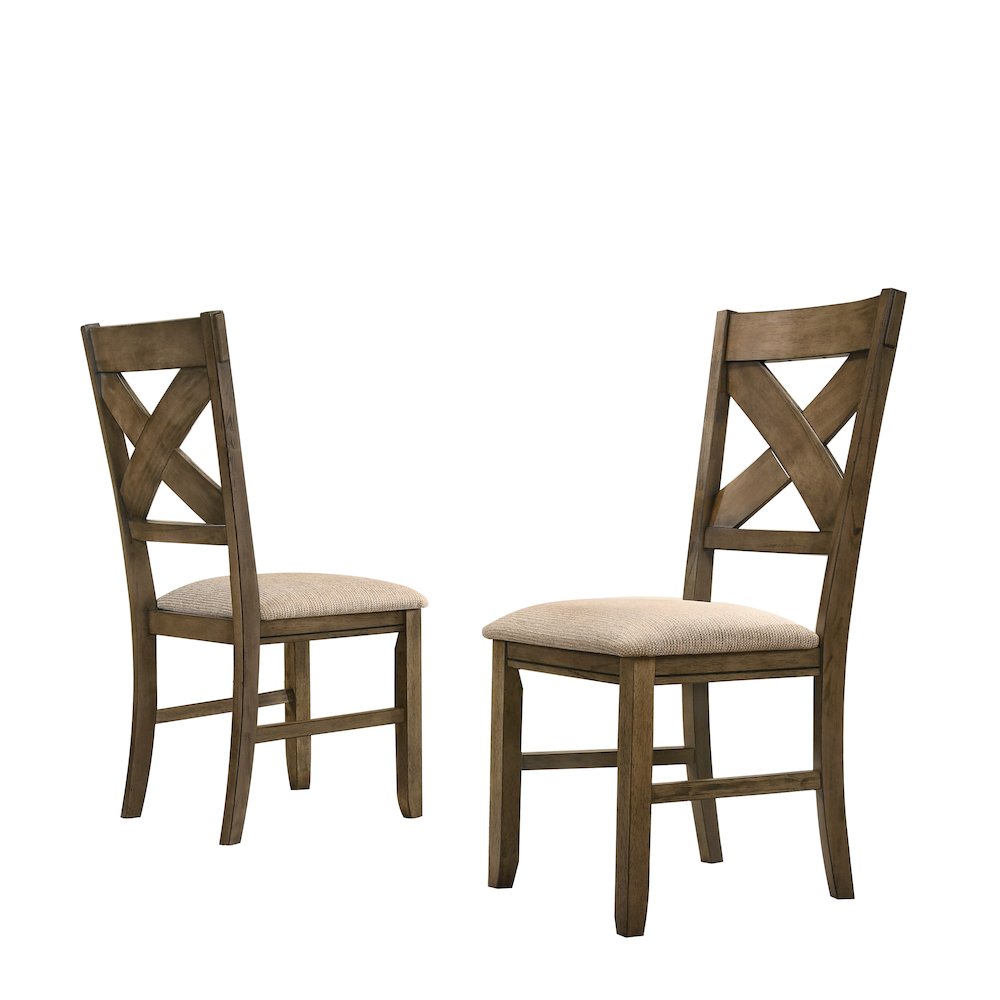 Raven Wood Fabric Upholstered Dining Chair Set of 2