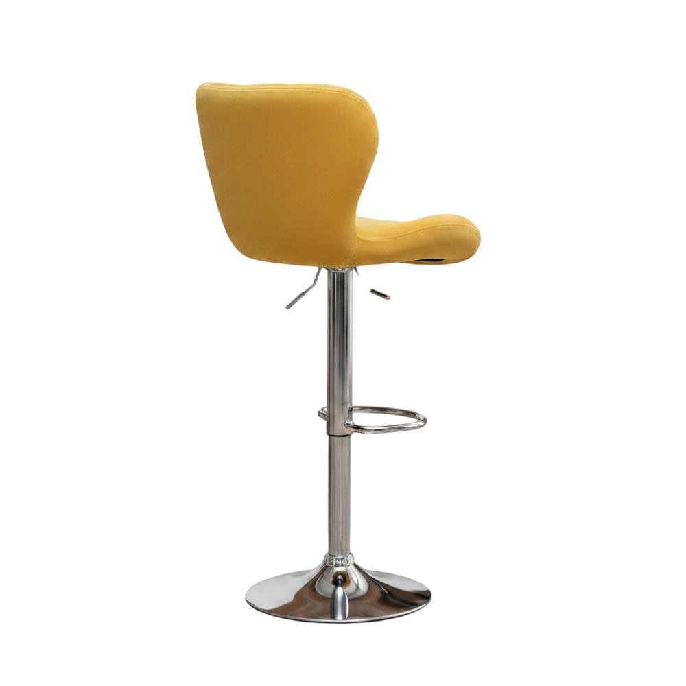 Yellow Upholstered Adjustable Swivel Barstool Set with Cushioned Seats