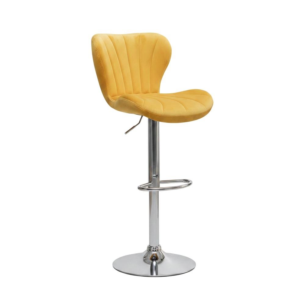 Yellow Upholstered Adjustable Swivel Barstool Set with Cushioned Seats