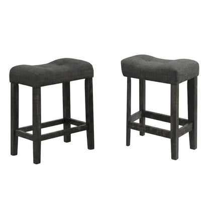 Gray Button Tufted Counter Height Saddle Stools - Set of 2