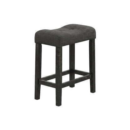 Gray Button Tufted Counter Height Saddle Stools - Set of 2