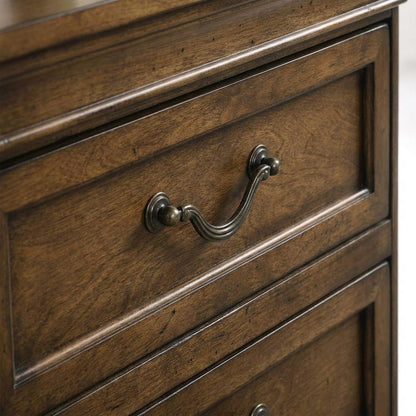 Wooden Nightstand in Antique Walnut Finish with 3 Drawers for Bedroom Storage