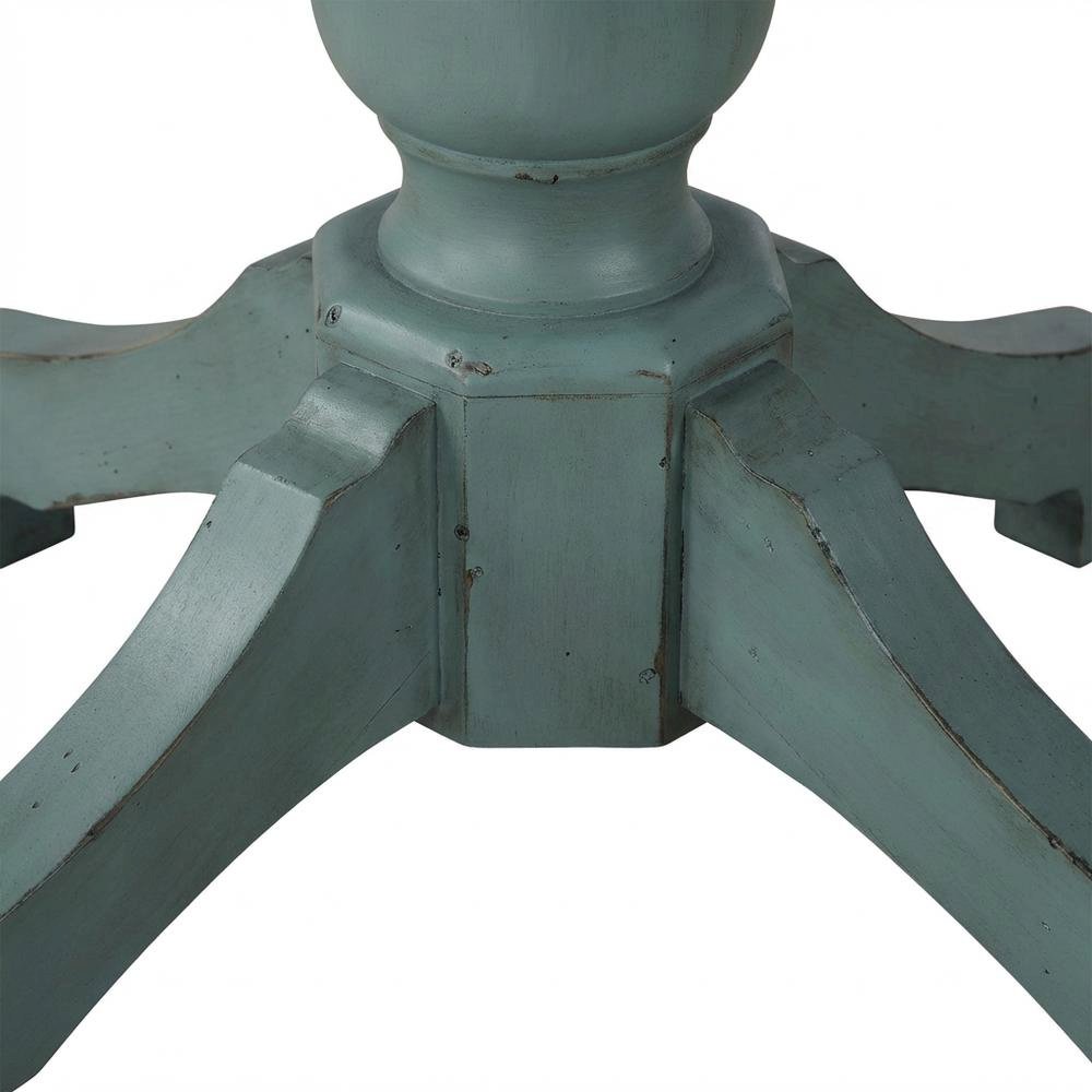 Blue Brown Round Dining Table, Farmhouse Style, Seats 4