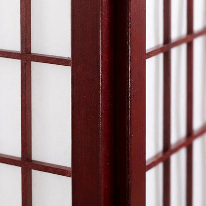 Cherry 4-Panel Wood Folding Room Divider, Rice Paper, 71 Inch