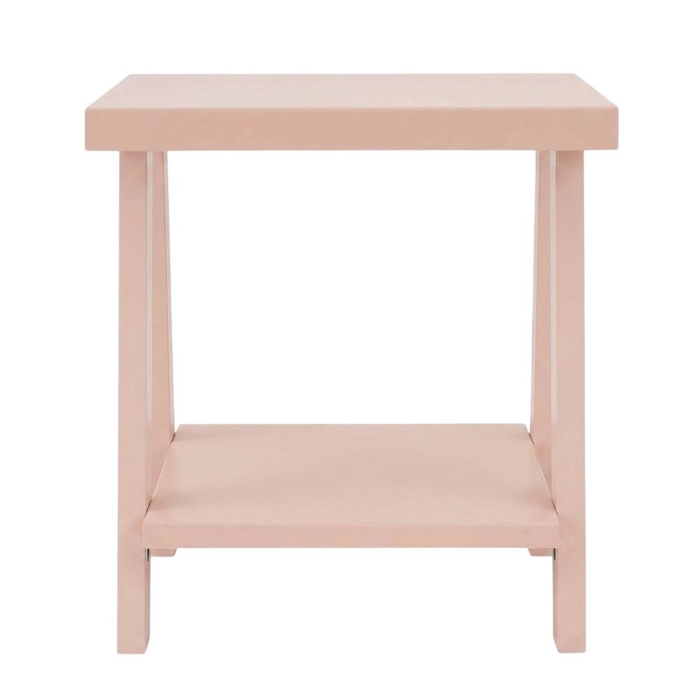 Pink wood end table with stylish design and versatile use