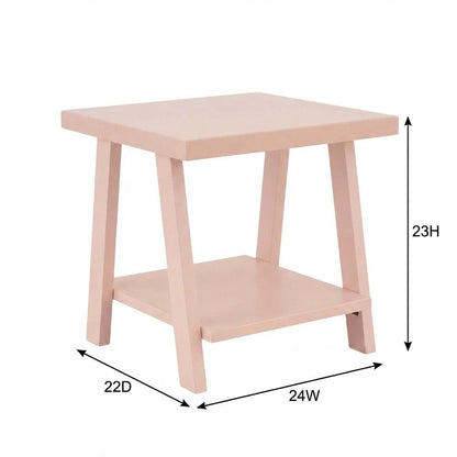 Pink wood end table with stylish design and versatile use