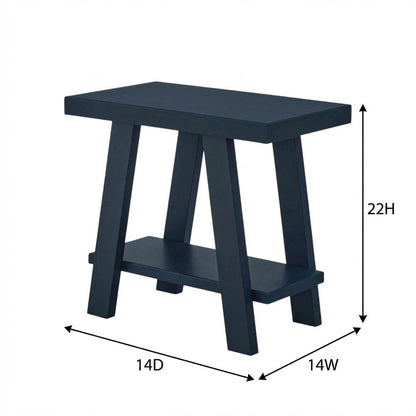 Navy Blue, Side Table, Open Shelf, Quality Build, Durable Wood Frame