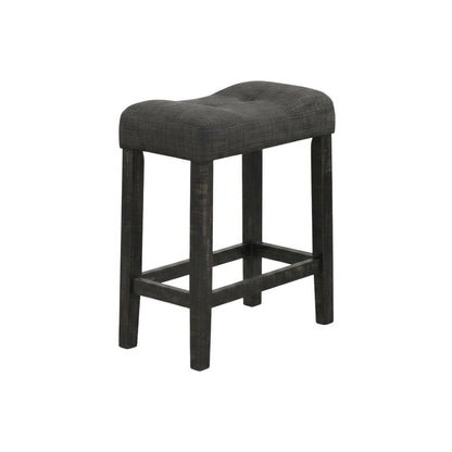 Gray Button Tufted Counter Height Saddle Stools - Set of 2